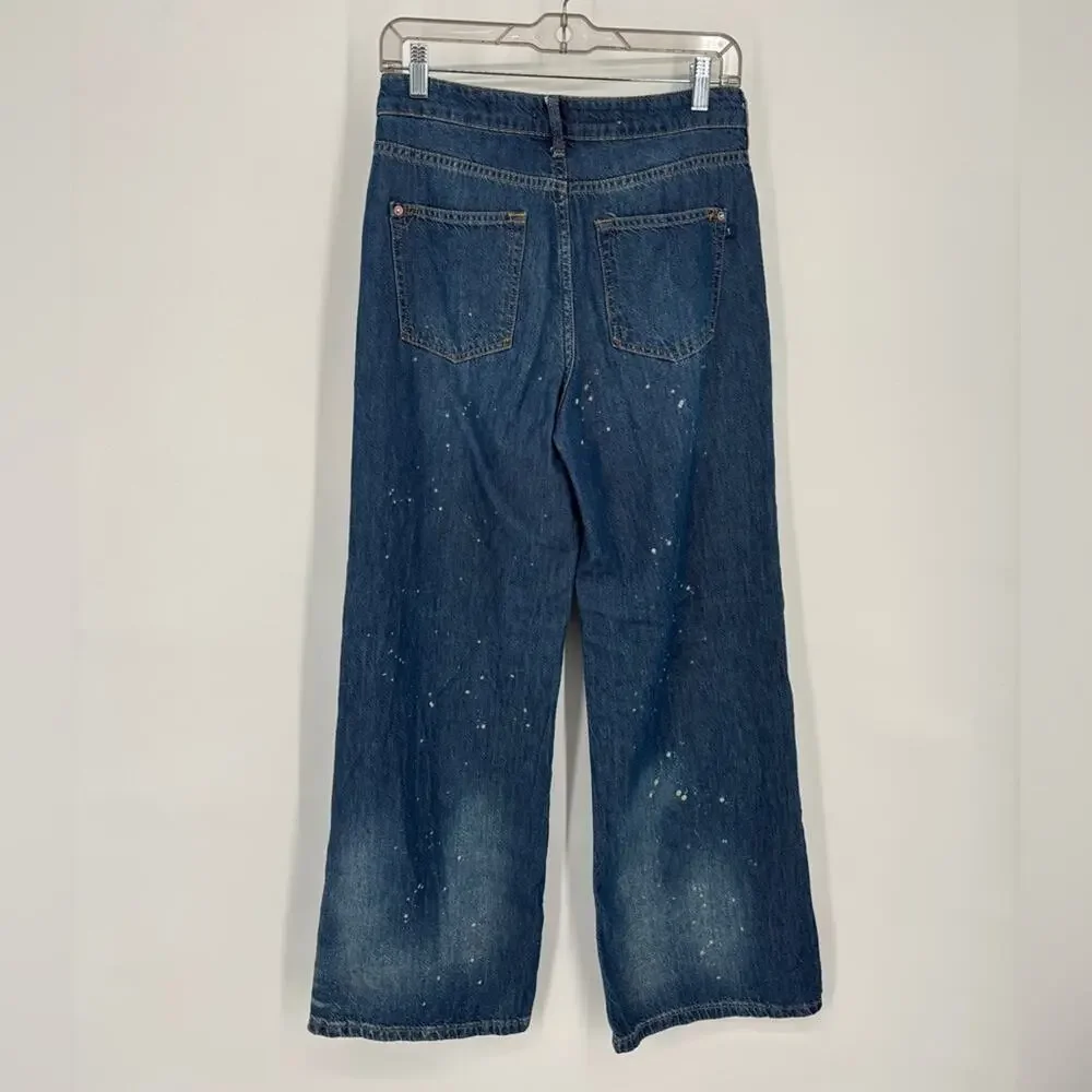 ANTHROPOLOGIE Pilcro The Annie Wide Leg Ultra High Rise Paint Splatter Jeans 27